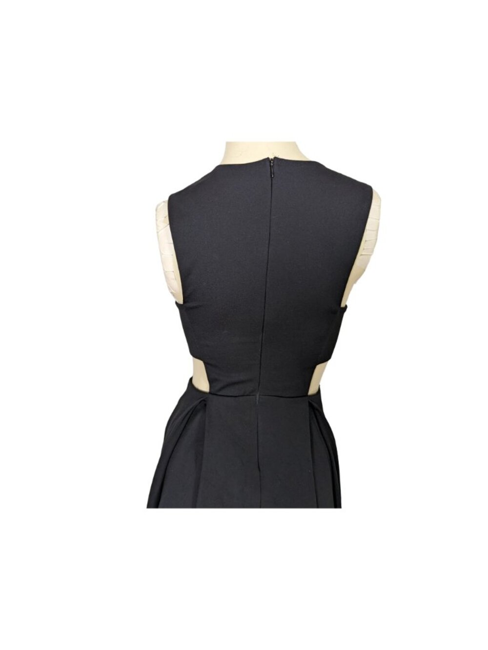 LuLu's Pleat black skater dress side cutouts fitted waistline pleated dress sz S - Picture 11 of 13
